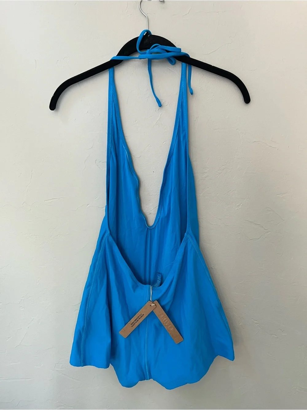 SKIMS SIGNATURE SWIM PLUNGE SHORTIE ONE PIECE SWIMSUIT CERULEAN M